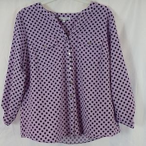 Notations / long sleeves Purple polka dot blouse